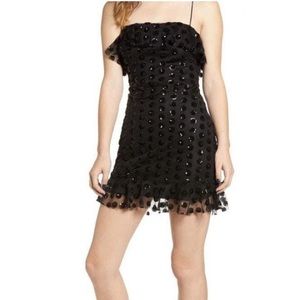 Altar’d State NWT Black Sequin Polka Dot Dress, Lg